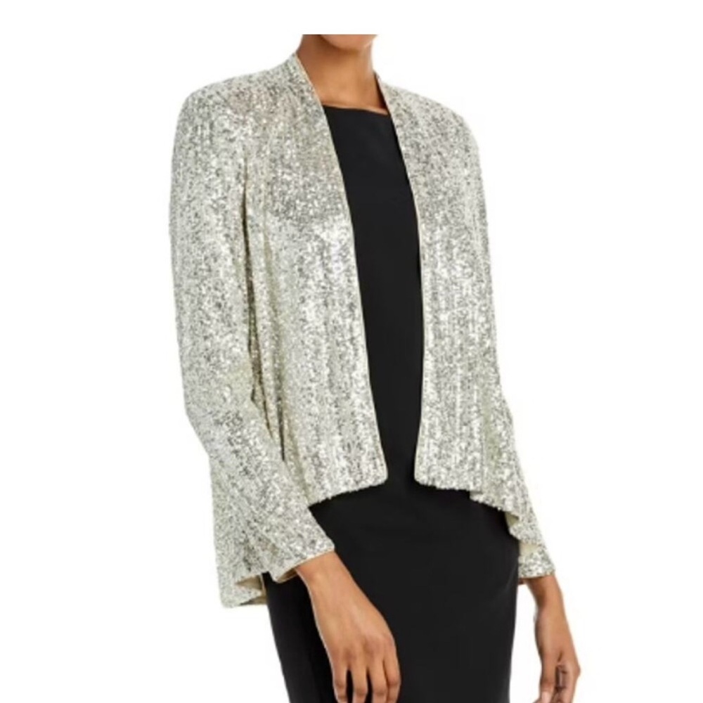 Eliza J Sequin Open-Front Jacket